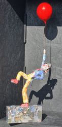 Clown mit Ballon, Papier, 2024, Heinrich Schwarzenbach-Böhm